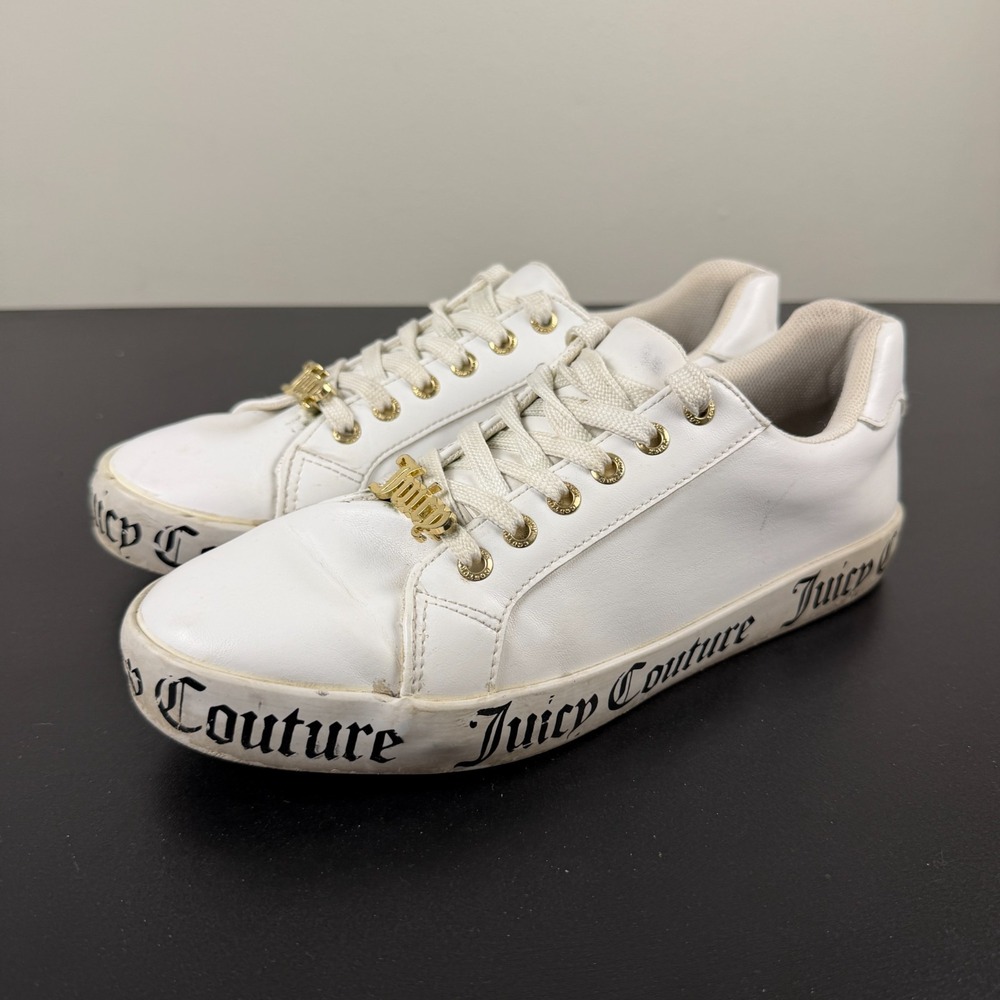 Juicy Couture JC-Chatter Shoes Womens 8M White Low Top Lace-Up Athletic Sneakers